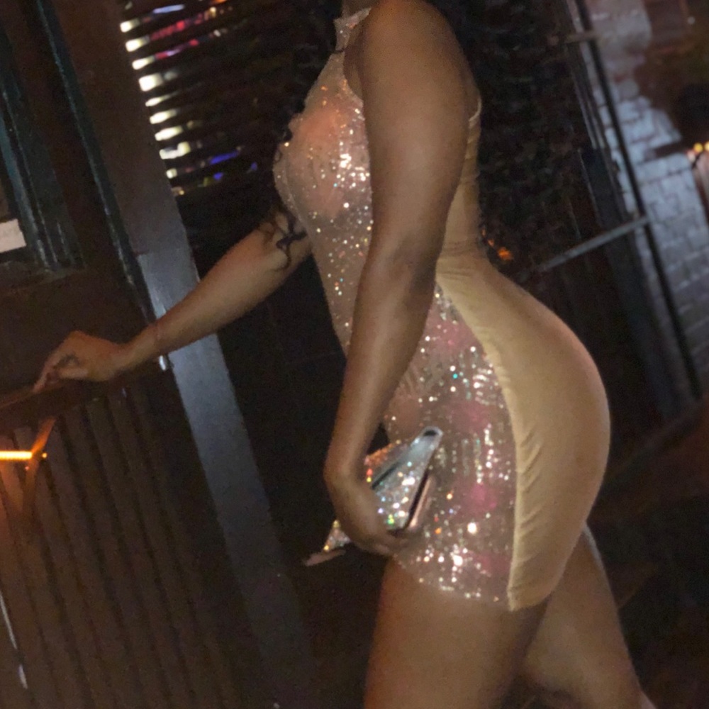 bedazzled sheer dress, with a solid back. - Picture 2 of 2